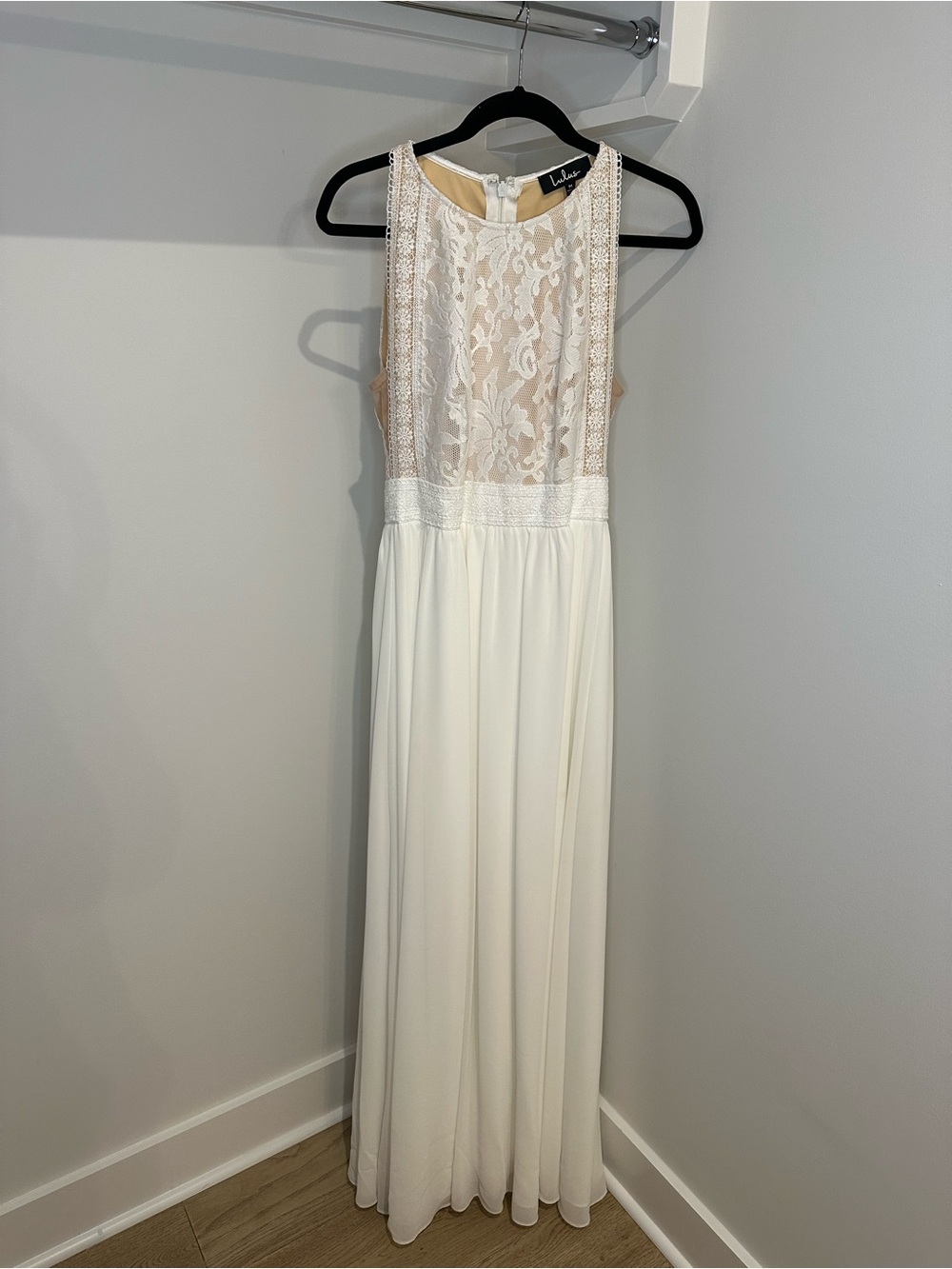 Lulu's Ivory Lace Bodice Maxi Gown